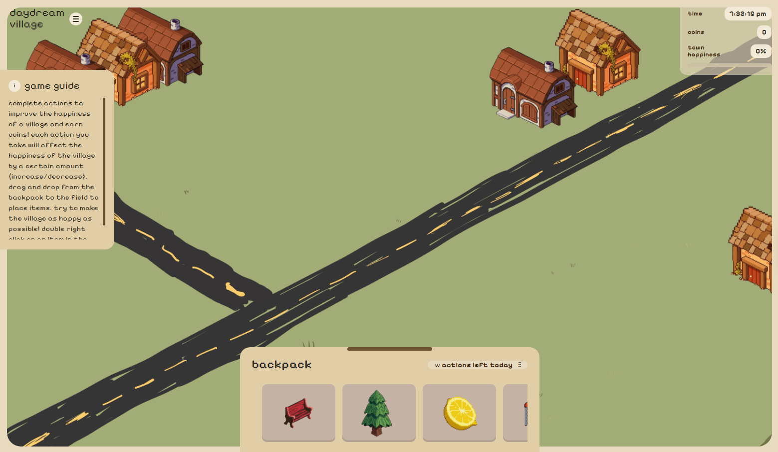 cozy town game screenshot